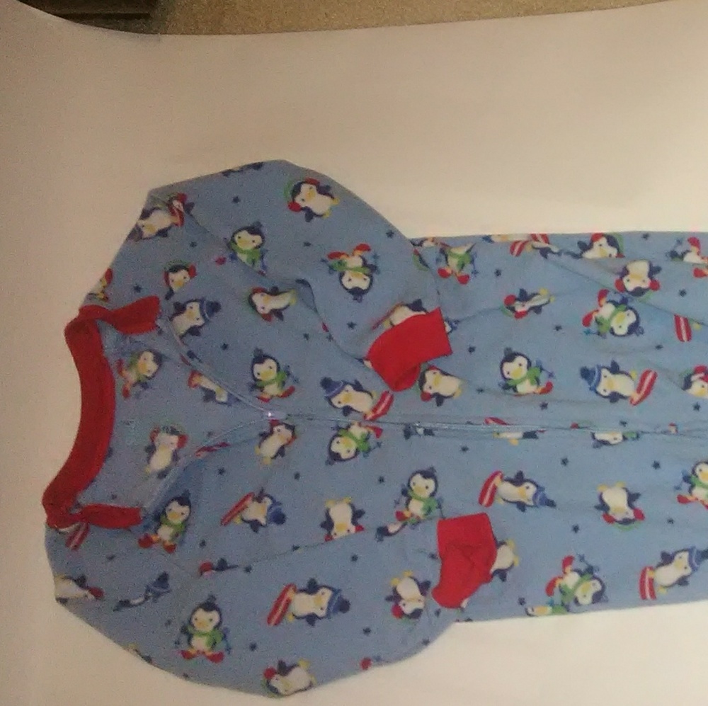 Winter penguin fleece foot-pjs